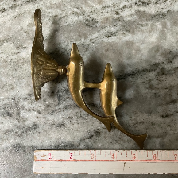 Vintage brass sculpture dolphins swimming - Picture 7 of 7